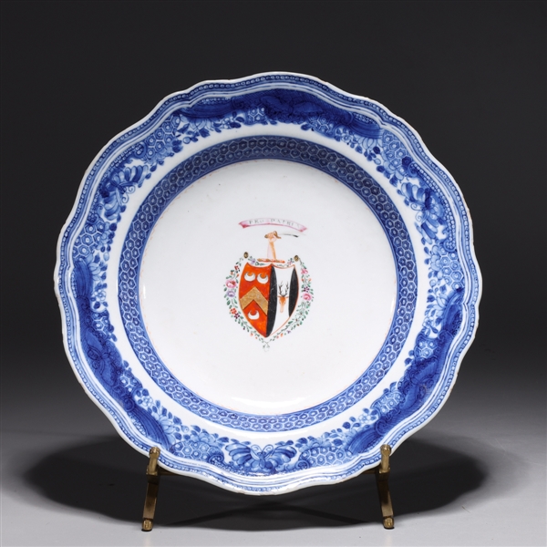 Appraisal: Antique Chinese armorial porcelain plate with gilt and famille rose