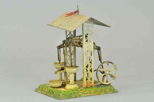 Appraisal: PUMP STATION STEAM TOY ACCESSORY Ernst Plank hand-painted tin c