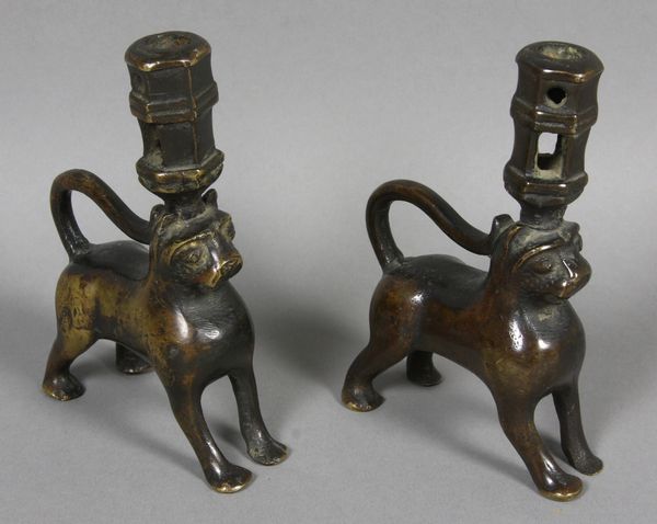 Appraisal: th th Century South German bronze figural candlesticks x Provenance