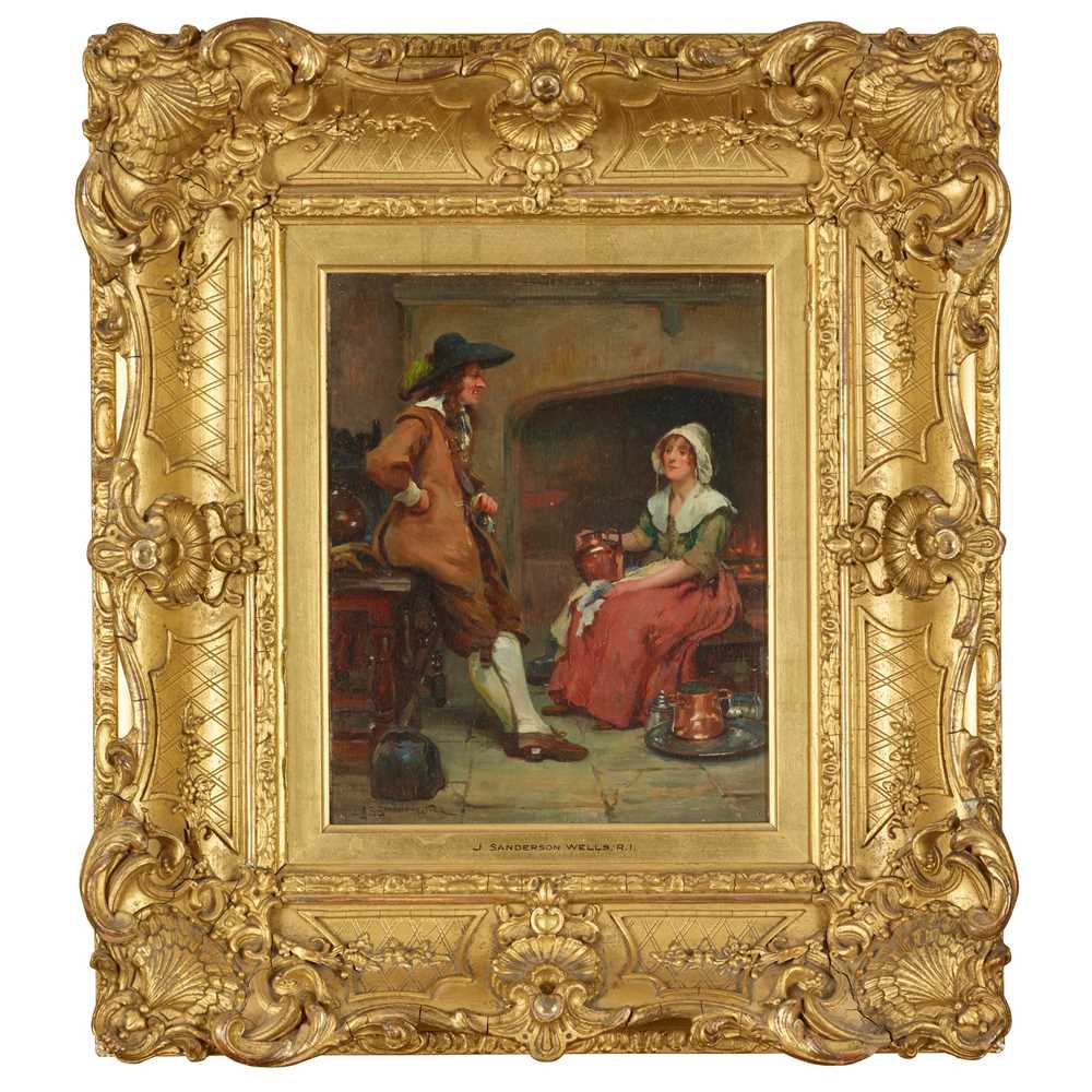 Appraisal: JOHN SANDERSON-WELLS BRITISH - A GENTLEMAN SUITOR Signed oil on