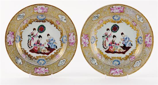 Appraisal: Chinese Export rose mandarin plates th th century gilt border