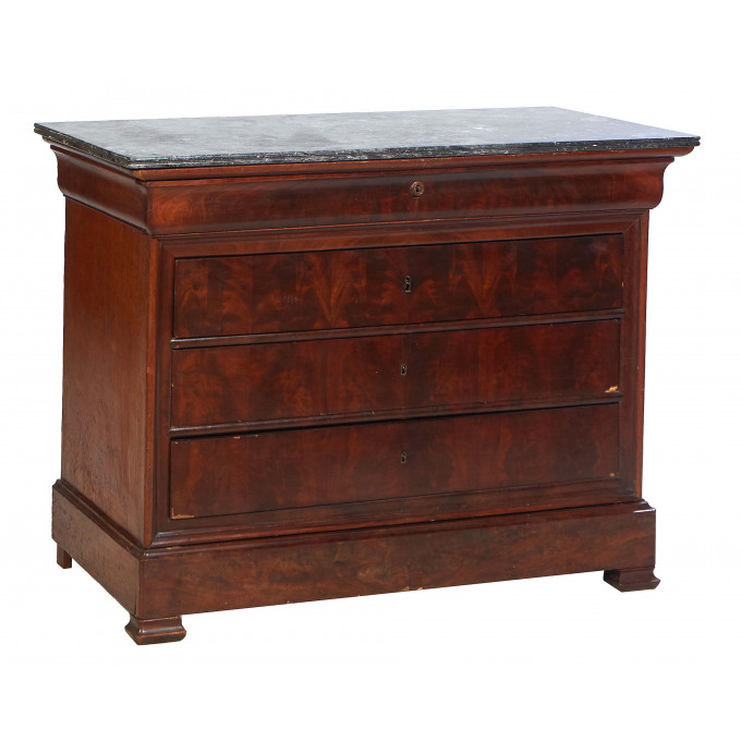 Appraisal: French Louis Philippe Carved Walnut Marble Top Commode th c