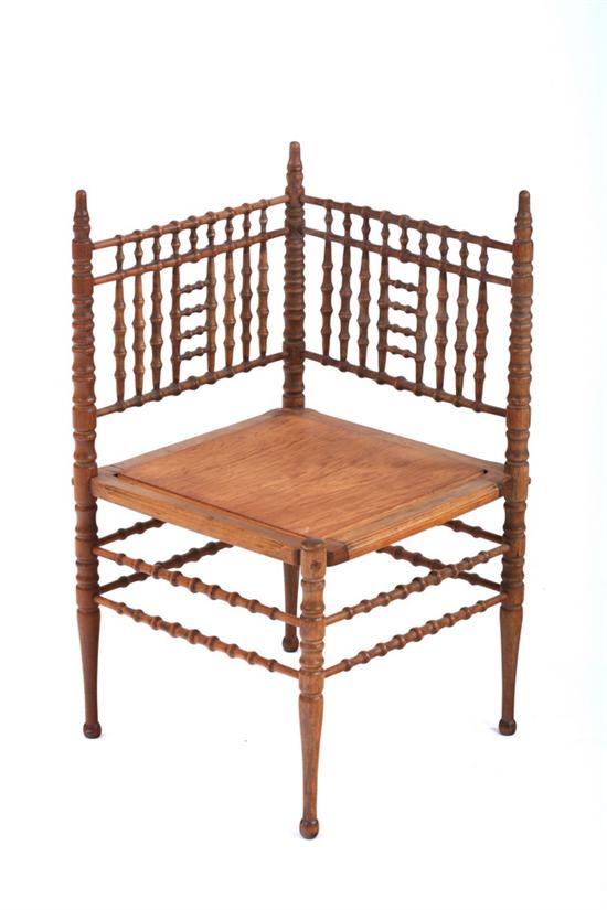 Appraisal: JENNY LIND STYLE CHERRY CHILD'S CORNER CHAIR th century Diminutive