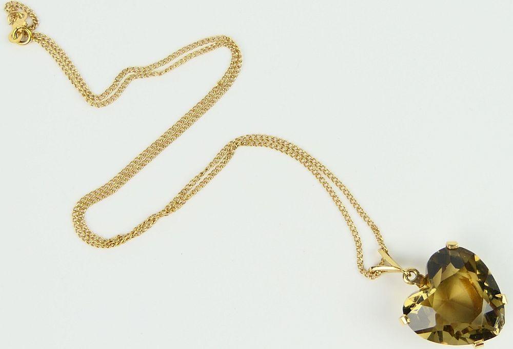 Appraisal: LOVELY KT Y GOLD SMOKEY TOPAZ NECKLACE Chain about long