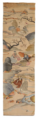 Appraisal: Silk Kesi Panel Chinese th century silk tapestry weave scholars