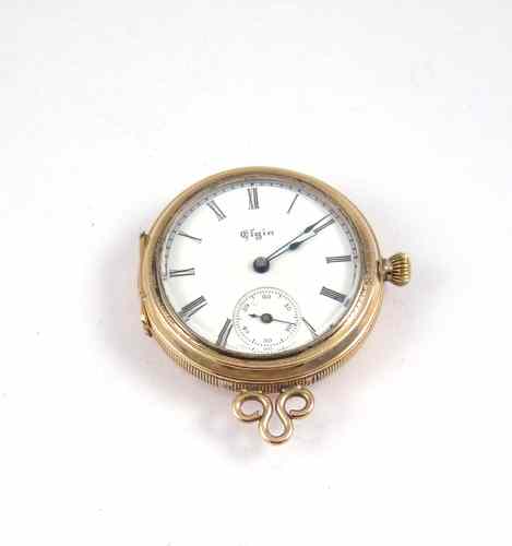 Appraisal: ELGIN FOURTEEN KARAT GOLD HUNTER CASE PENDANT WATCH model size