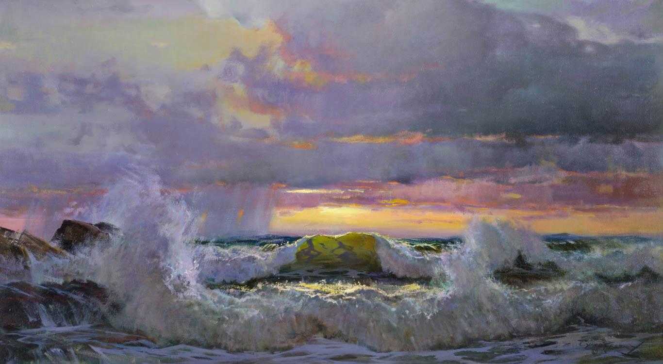 Appraisal: CYRUS AFSARY OIL ON CANVAS Arizona born Seascape at sunset