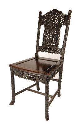 Appraisal: A Chinese carved hardwood side chair with pierced decoration the