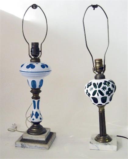 Appraisal: Two cut overlay table lamps th century The first of