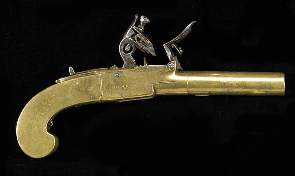 Appraisal: An unusual English all-brass flintlock screwbarrel pistollate th early th