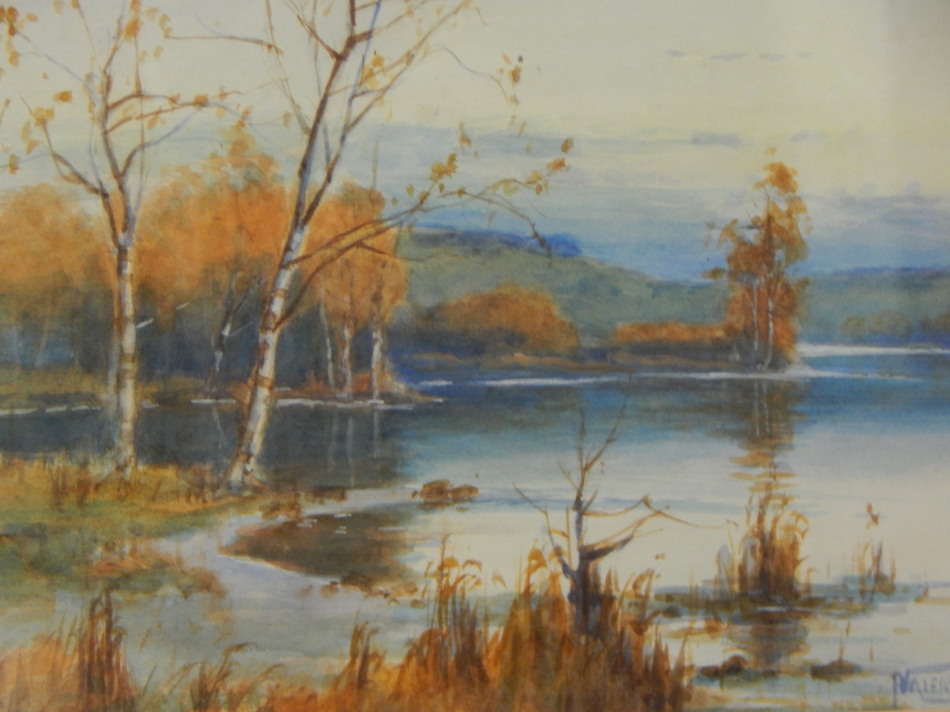 Appraisal: P Valentine th thC River landscape watercolour signed cm x