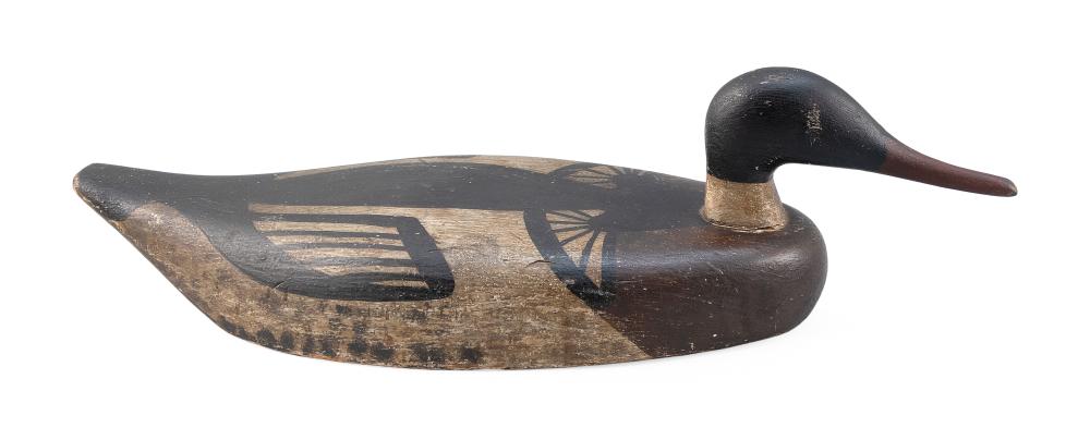 Appraisal: LONG ISLAND MERGANSER DRAKE DECOY EARLY TH CENTURY LENGTH LONG