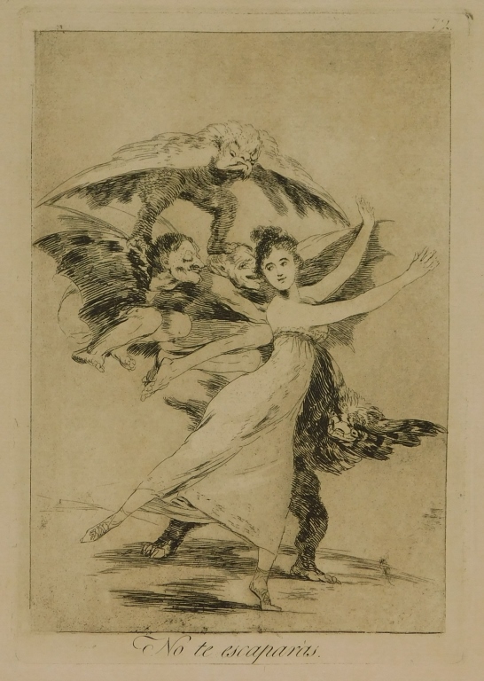 Appraisal: FRANCISCO DE GOYA YOUNG LADY AND DEMONS ETCHING Spain -