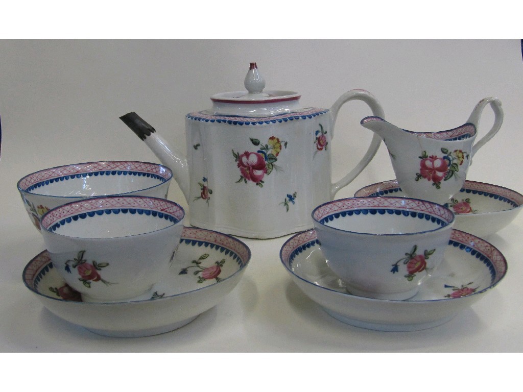 Appraisal: Newhall style porcelain teaset each piece handpainted with bouquets and