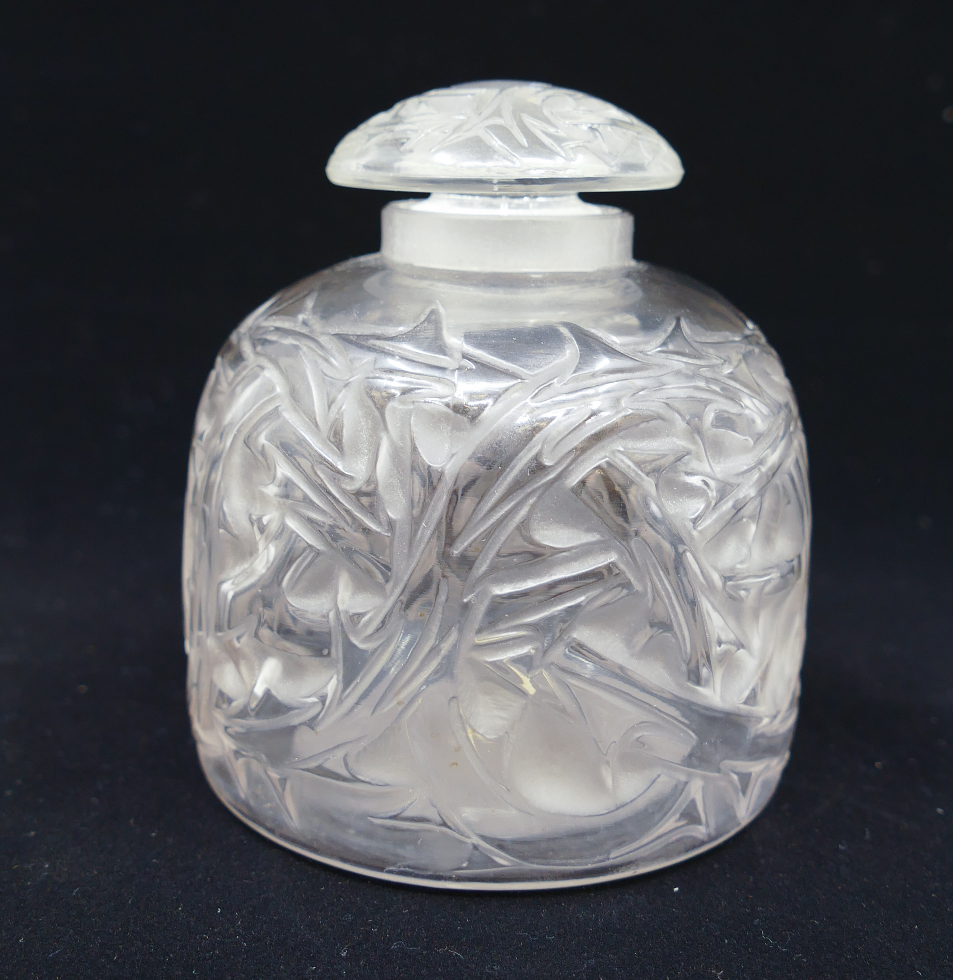 Appraisal: Lalique Epines Glass Perfume Bottle c 's Signed R Lalique