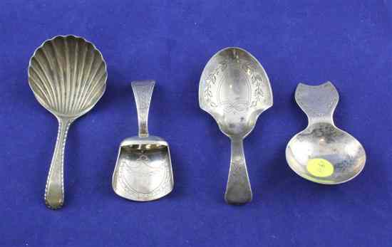 Appraisal: Two George III silver Old English pattern caddy spoons with