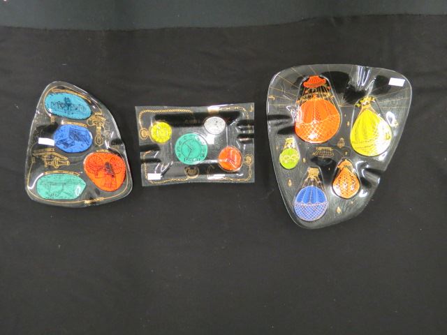 Appraisal: Higgins Art Glass Ashtrays mid century modern includes clock hot