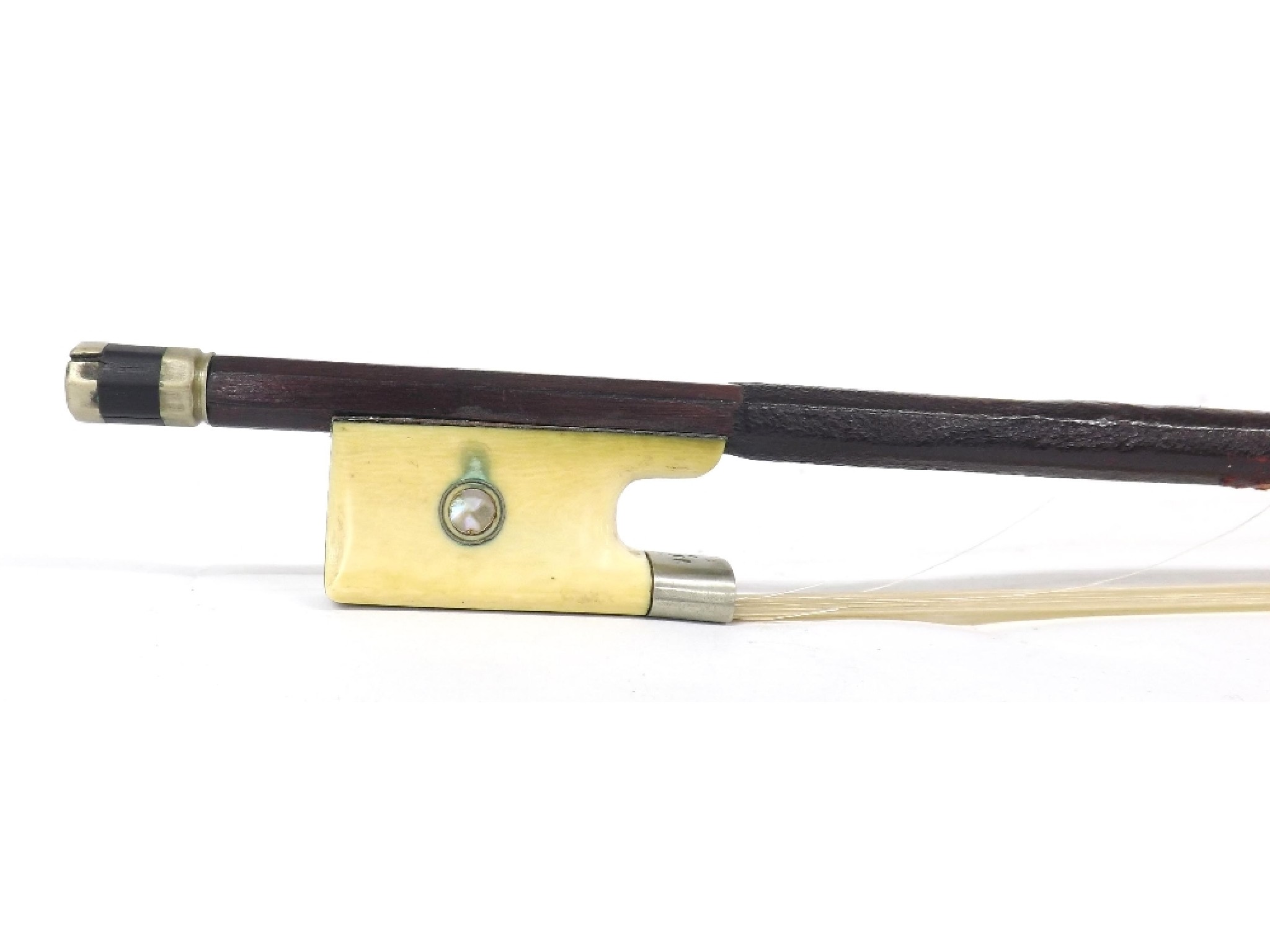 Appraisal: German nickel and ivory mounted violin bow unstamped gm