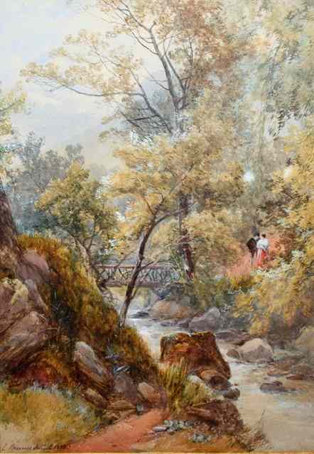 Appraisal: JAMES BURRELL SMITH - A river landscape with bridge and