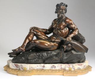 Appraisal: Continental bronze after Plumier 'River God' w Patinated bronze sculpture