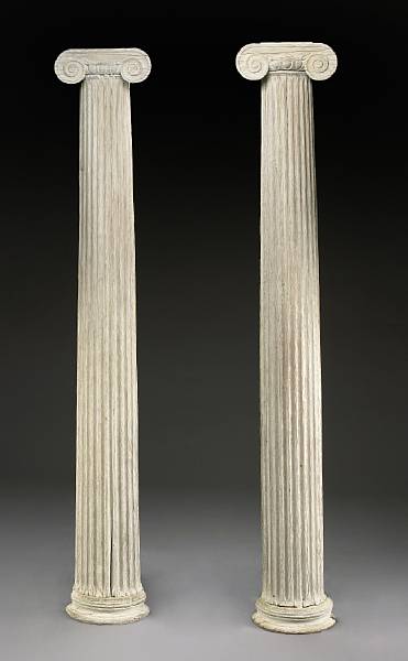 Appraisal: A set of six carved oak columns Of typical fluted