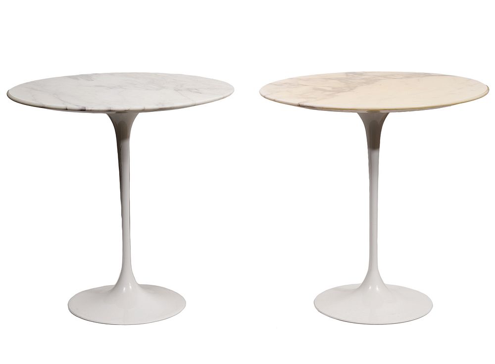 Appraisal: Pr Eero Saarinen Knoll Marble Side Tables Pair of Eero