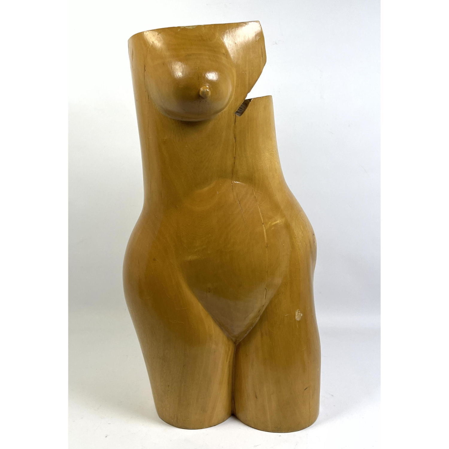 Appraisal: Carved wood Female Torso sculpture Modernist Dimensions H inches W