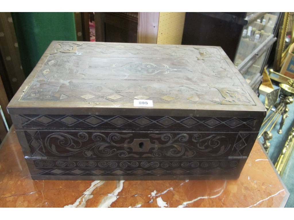 Appraisal: Anglo Indian brass bound writing box