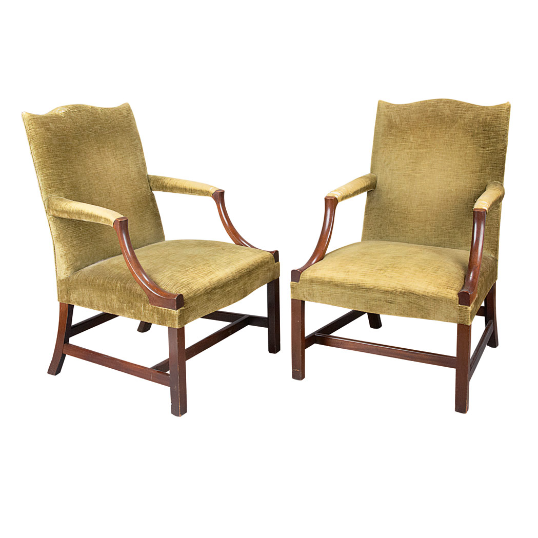 Appraisal: Pair of Georgian Style Mahogany Library Chairs