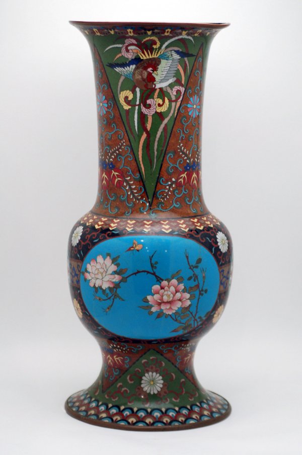 Appraisal: Cloisonn floor vase baluster form the open base having blue