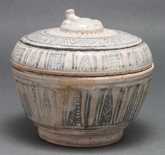 Appraisal: Asian possibly Korean blue underglaze decorated lidded jar th th