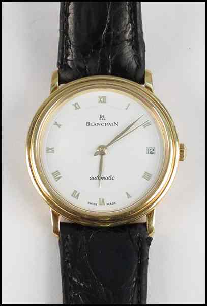 Appraisal: BLANCPAIN KARAT YELLOW GOLD AUTOMATIC WATCH Crocodile band Reverse of