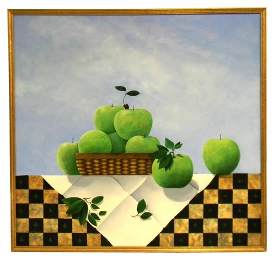 Appraisal: Linda Rachwalsky-Casey Connecticut th C acrylic on linen Chessboard still