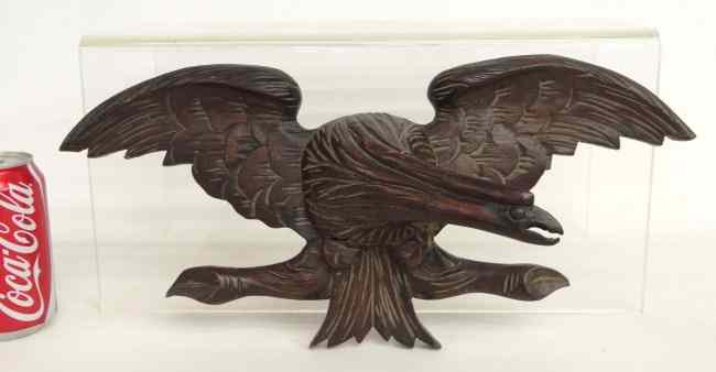 Appraisal: th c folk art carved walnut wooden eagle '' W