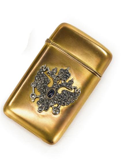 Appraisal: Russian gold and diamond vesta case th century The gold