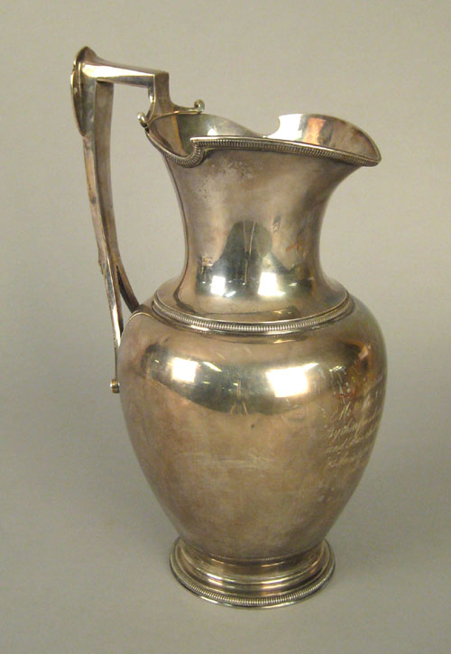 Appraisal: Boston sterling silver pitcher by Bigelow Kennard Co h approx