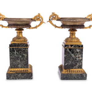 Appraisal: A Pair of Continental Gilt Bronze and Marble Tazze Ornaments