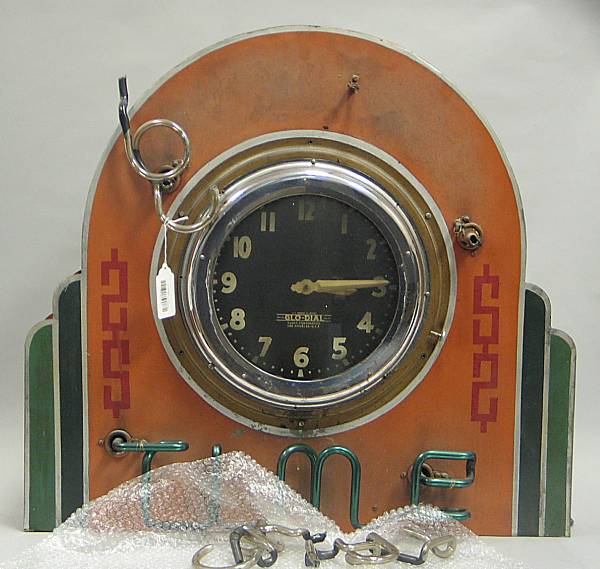 Appraisal: Cocktail Time Tin and Neon Clock A x Art Deco