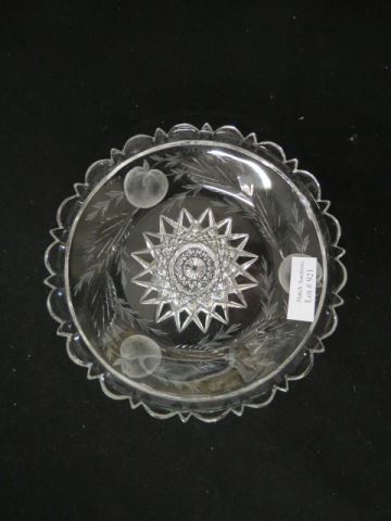 Appraisal: Hawkes Gravic Cut Glass Plate strawberry decor with starburst center