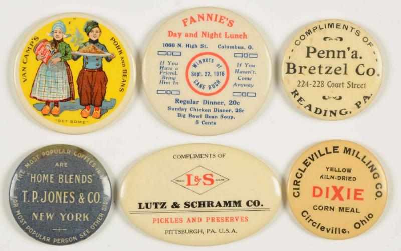 Appraisal: Lot of Food Related Pocket Mirrors Condition Excellent - Near