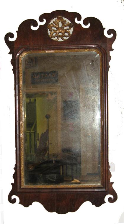 Appraisal: Chippendale mahogany and giltwood looking glass th century The rectangular