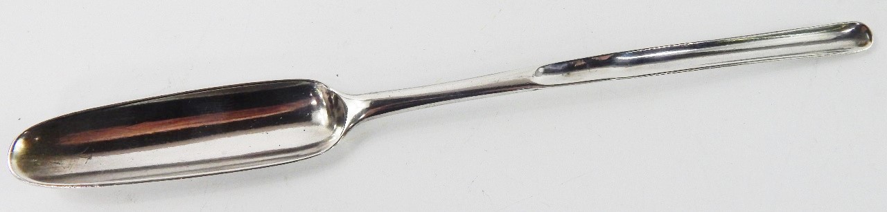 Appraisal: A George II silver marrow scoop later initial engraved London