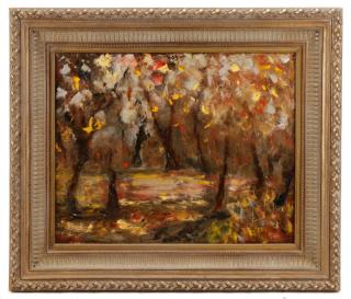 Appraisal: Gerald Darby Abstract Forest in the Fall Oil Gerald Darby