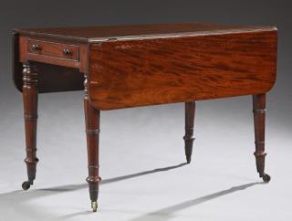 Appraisal: English Carved Mahogany Drop Leaf Pembroke Table th c with