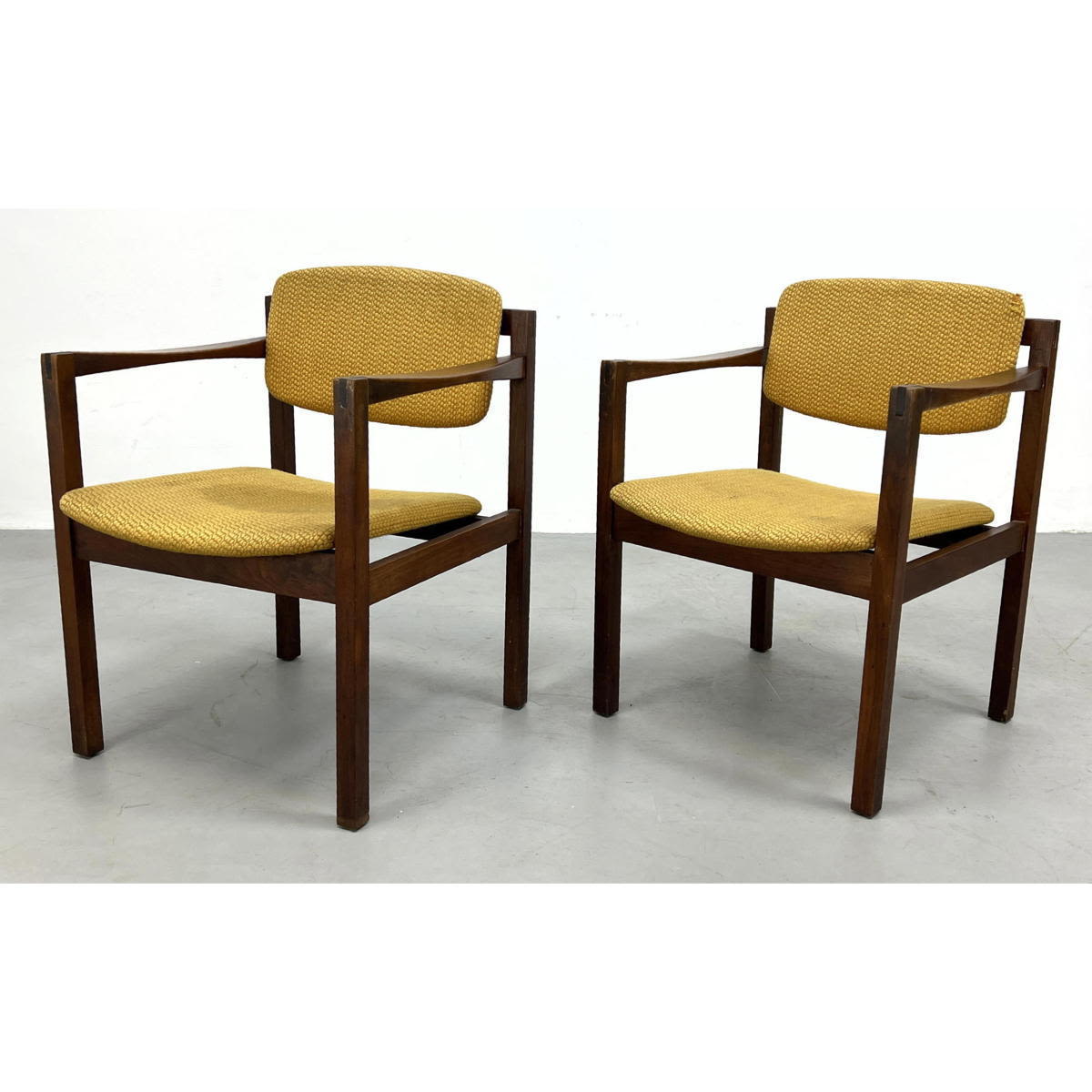 Appraisal: Pr Walnut American Modern Open Arm Chairs EDWARD AXEL HOFFMAN