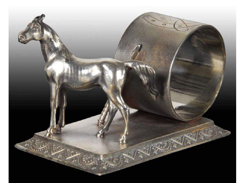 Appraisal: Horse Figural Napkin Ring Description Marked Knickerbocker Silver Co Riding