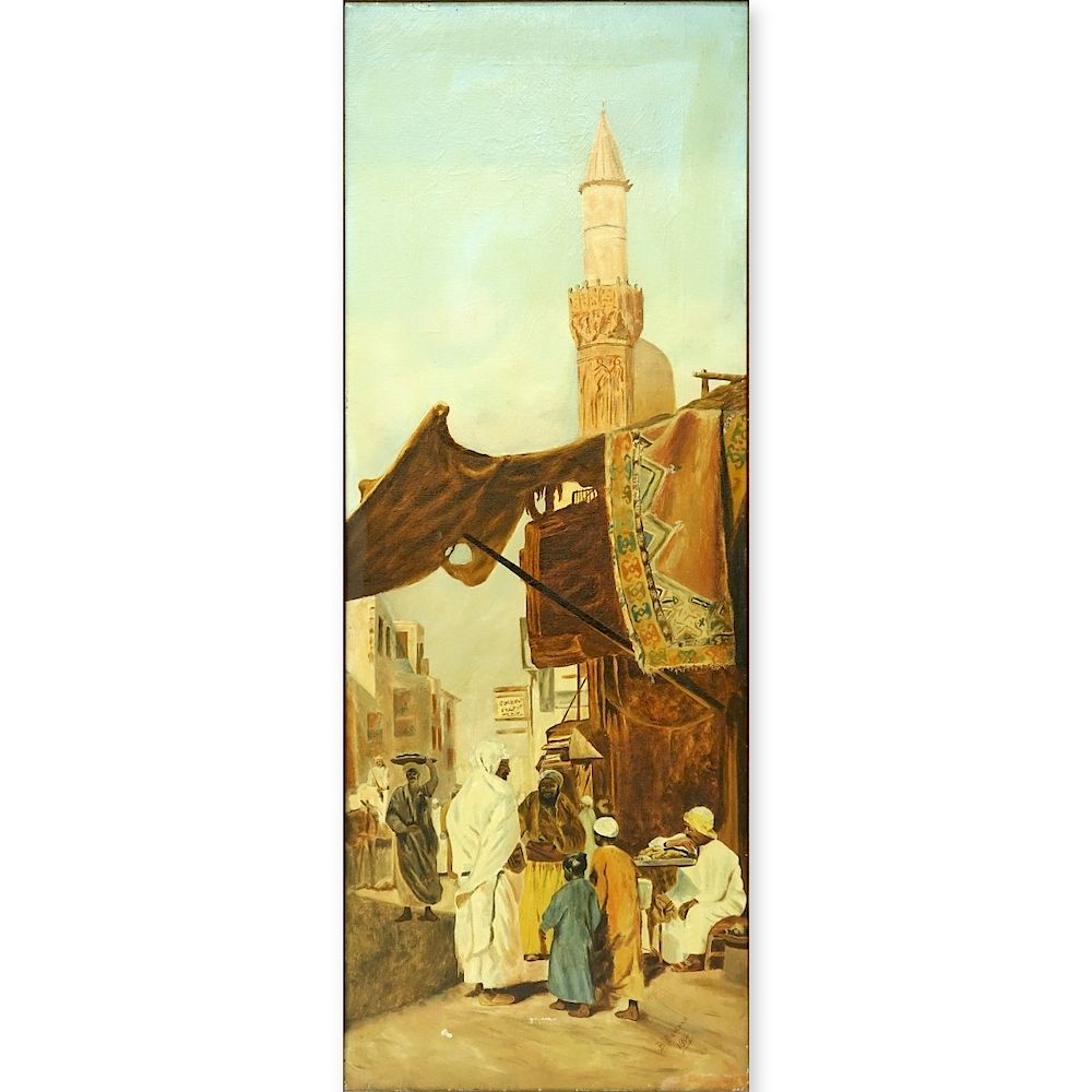 Appraisal: Orientalist School Oil On Canvas Marketplace th Century Orientalist School