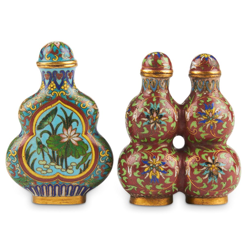 Appraisal: Grp Chinese Double Gourd Cloisonne Snuff Bottles Group of two