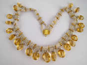 Appraisal: A seed pearl and citrine collar necklace with yellow metal