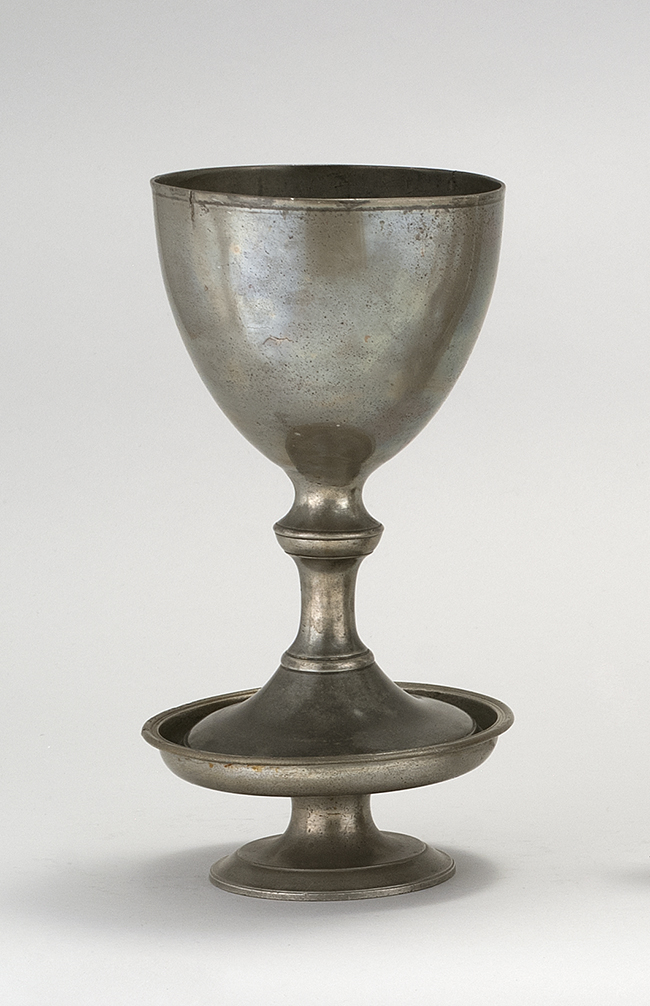 Appraisal: LARGE SCOTTISH PEWTER CHURCH CHALICE Late th CenturyIncludes a footed